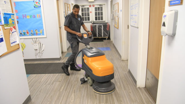 mike using a scrubber